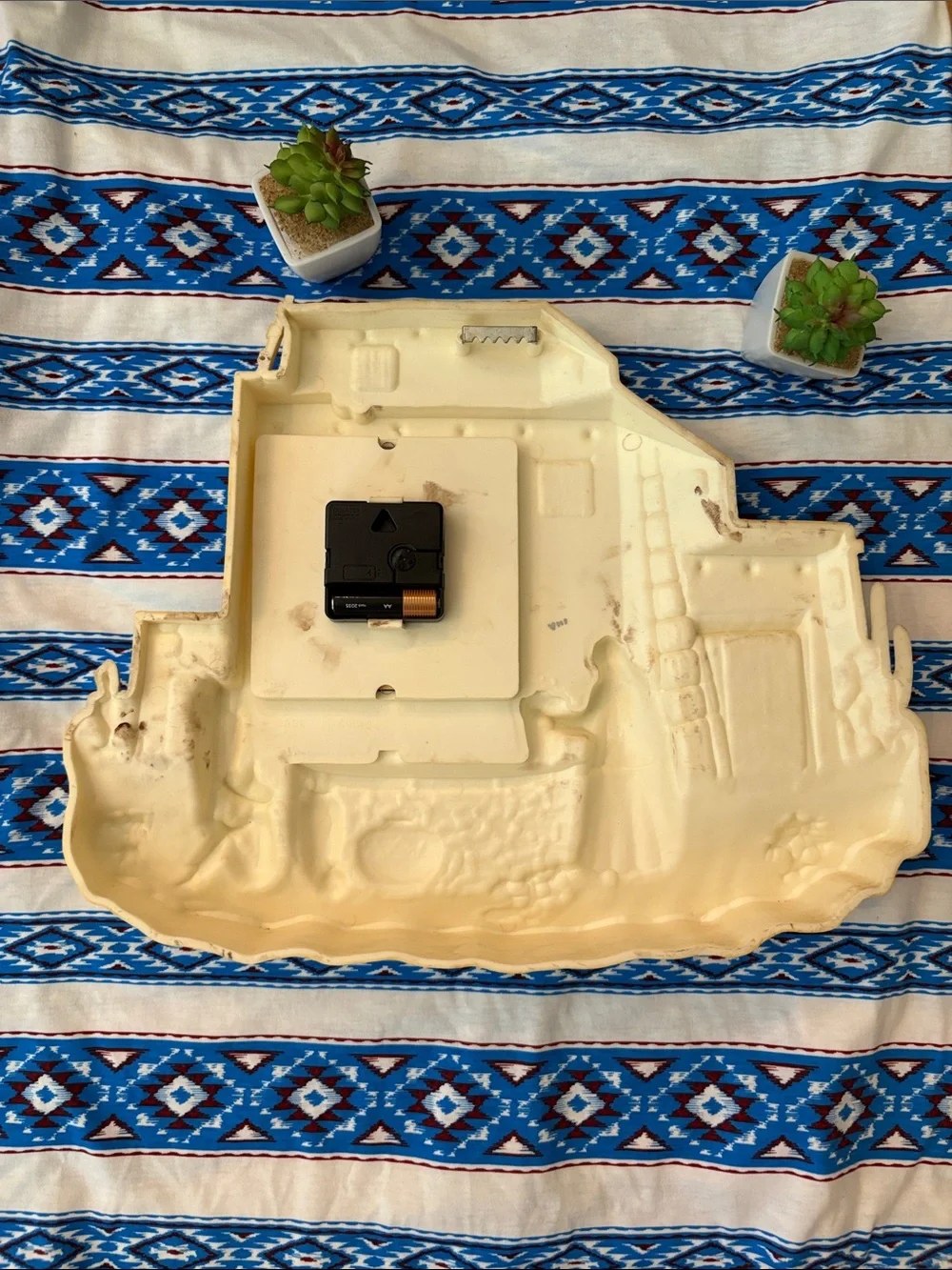 Homco Burwood Products Southwestern  Santa Fe Taos style Wall Clock MCM  kitschy